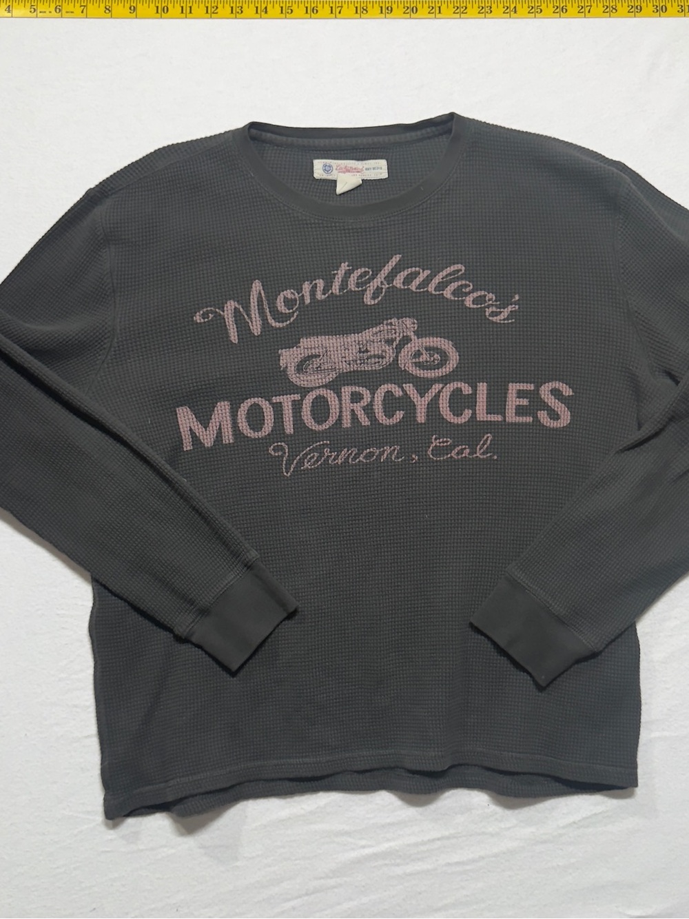 Lucky Brand Charcoal Long Sleeve Thermal Tee with vintage waffle tee